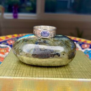Sterling Silver + Blue Iolite Ring, Sz 6.75